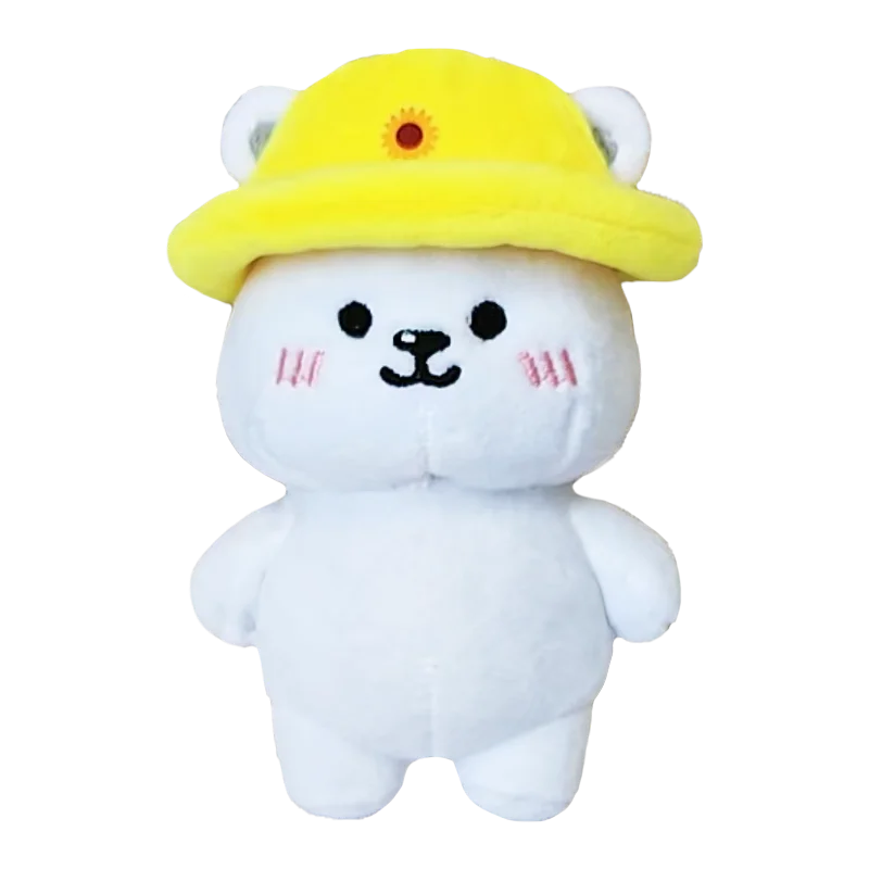 Wholesale Customized Shy Bear Plush Toy Soft Yellow Hat Cute Cute Cute Bear Doll with PP Cotton Filling
