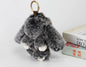 Plush Bunny Women Fur Pom Pom Keychain 14cm Angel Rabbit Key Ring Hare Pompom Plush Dolls Toy Girls Bag Car Key Pendant