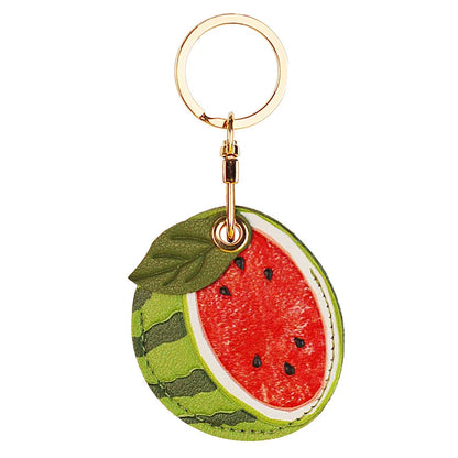 Popular Adorable Fruit Green Leaf Leather Keyring Accessory Case with ID Card Holder