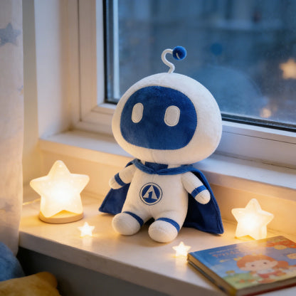 OEM/ODM Customizable Corporate Mascot Cute Hero Robot Anime-Style Plush Toy Embroidered Logo Designer Art Toy for Wholesale