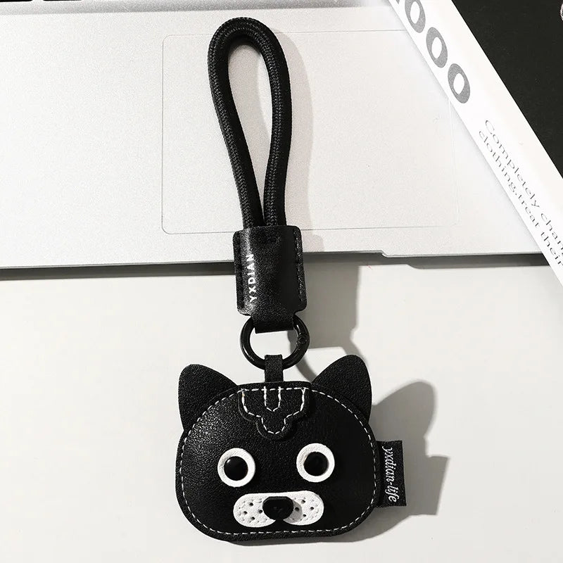 High Quality PU Leather Car Keychain for Puppy Cat Schoolbag Pendant Jewelry Metal Iron Hanging Ornament Small Gifts Bulk
