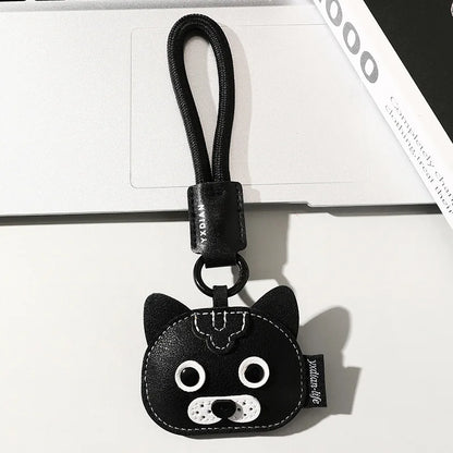 High Quality PU Leather Car Keychain for Puppy Cat Schoolbag Pendant Jewelry Metal Iron Hanging Ornament Small Gifts Bulk
