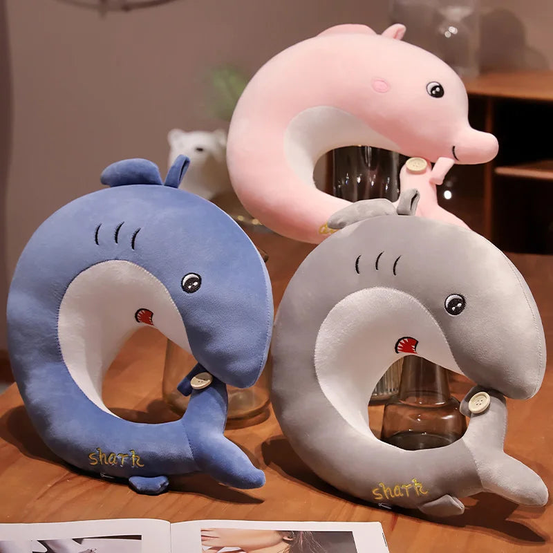 New Creative Shark Travel Neck Protector Cute Nap Pillow Dolphin U-shaped Pillow Soft Shark Neck Pillow