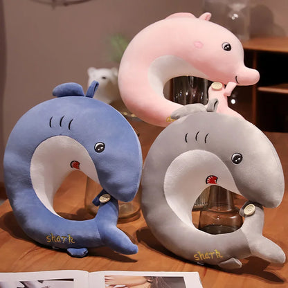 New Creative Shark Travel Neck Protector Cute Nap Pillow Dolphin U-shaped Pillow Soft Shark Neck Pillow