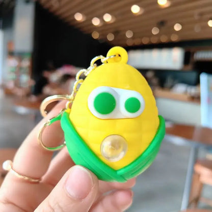 Creative Pinching Joyful Corn Bubble Keychain Cute Decompression Toy Keychain Book Bag Pendant Small Gift Wholesale