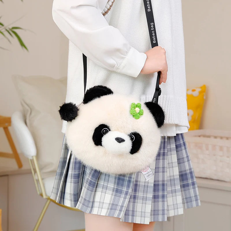 Kawaii Cartoon Animal Shape Plush Panda Raccoon Flower Bag Shoulder Crossbody Women's Bag Gift Bag