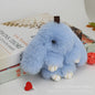 Plush Bunny Women Fur Pom Pom Keychain 14cm Angel Rabbit Key Ring Hare Pompom Plush Dolls Toy Girls Bag Car Key Pendant
