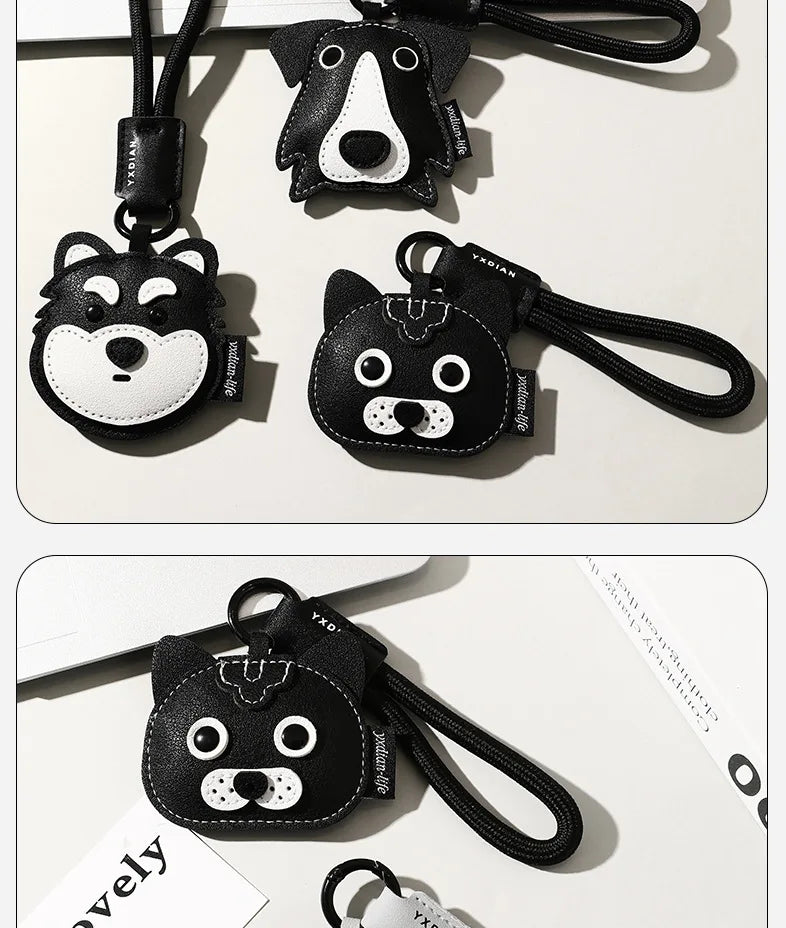 High Quality PU Leather Car Keychain for Puppy Cat Schoolbag Pendant Jewelry Metal Iron Hanging Ornament Small Gifts Bulk