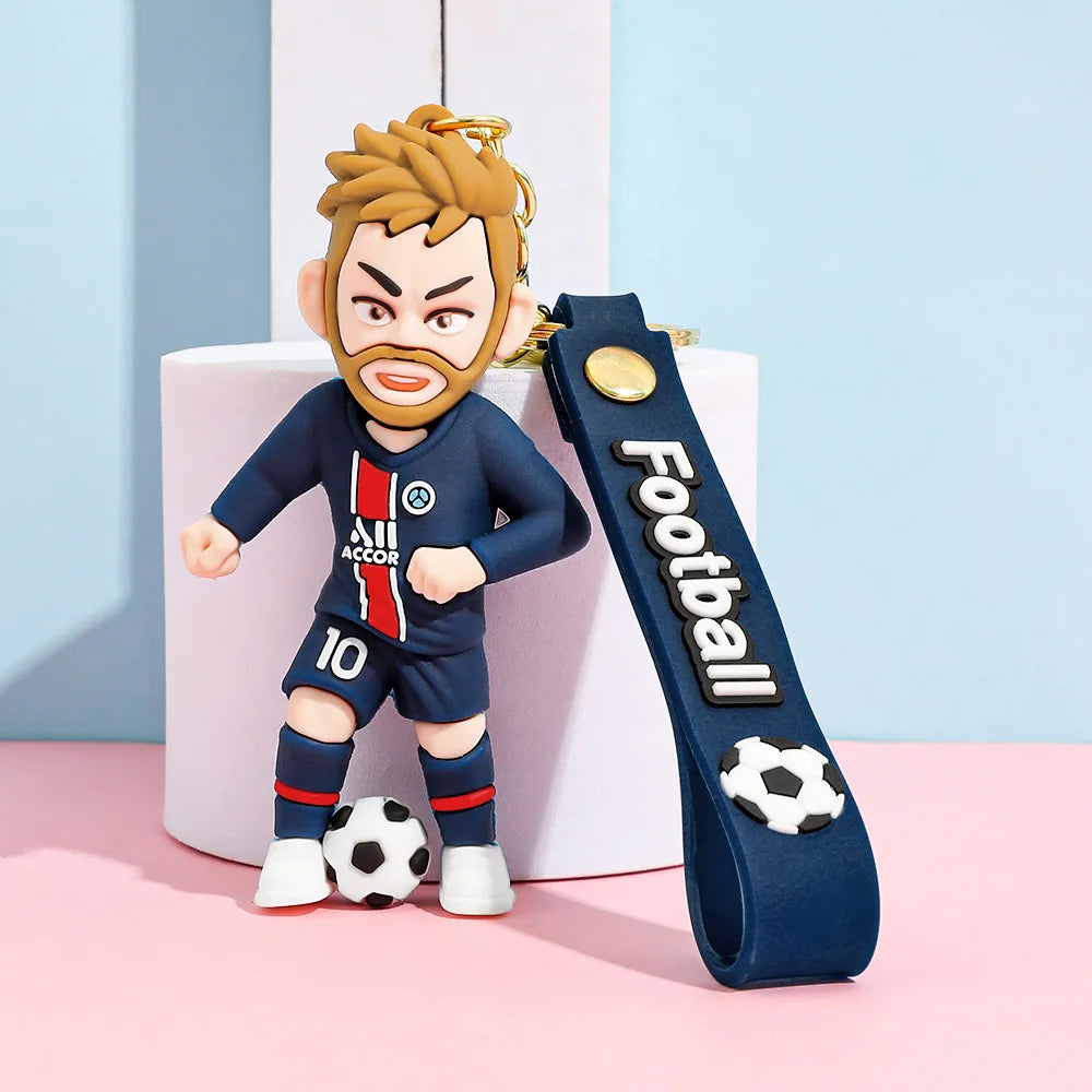 New Arrival Most Popular 3D Cartoon PVC Rubber Keychain Football Team Star Keychains