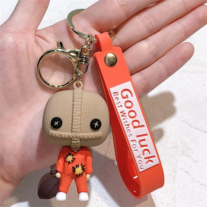 Horror Series 3D Chucky Bride Keychain Cartoon Keyring Soft PVC Silicone Rubber KeyChain Child's Play 2 Chucky Keychain