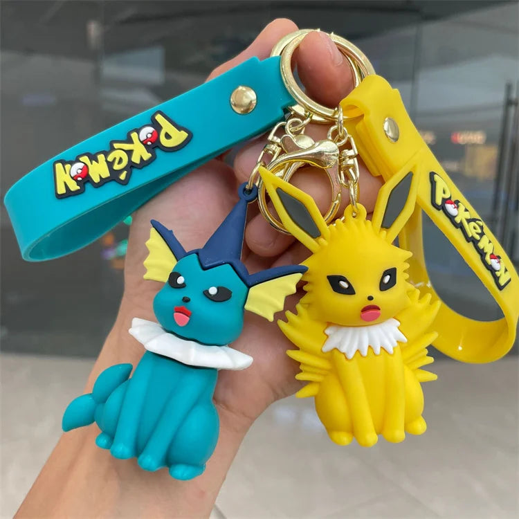 Cross Border Pokemoned Eevee Family Keychain Cartoon Doll School Bag Pendant Car Keychain Pendant Small Gift