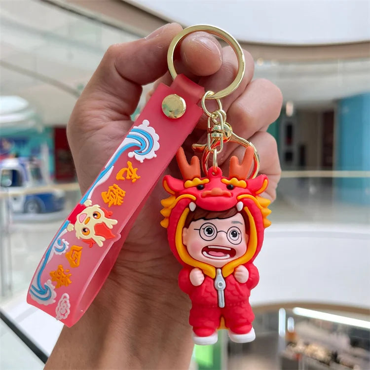 2024 Year of the Dragon Little Dragon Doll Keychain Lovely Doll Bag Pendant Car Keychain Small Gift Wholesale