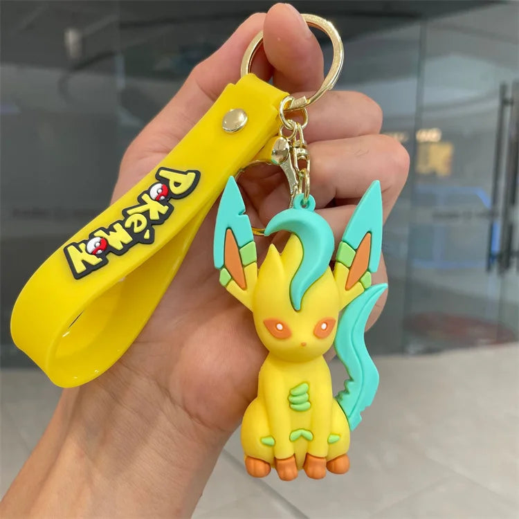 Cross Border Pokemoned Eevee Family Keychain Cartoon Doll School Bag Pendant Car Keychain Pendant Small Gift
