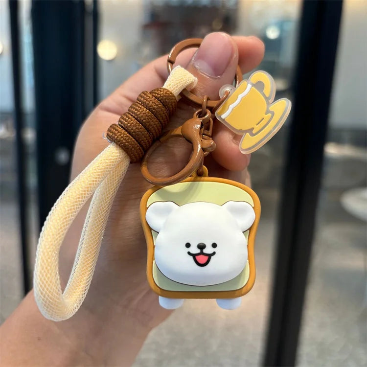 Cute Line Dog Sakura Club Keychain Couple School Bag Pendant Car Keychain Doll Small Gift Wholesale