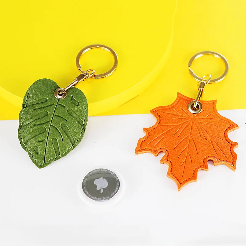 Popular Adorable Fruit Green Leaf Leather Keyring Accessory Case with ID Card Holder