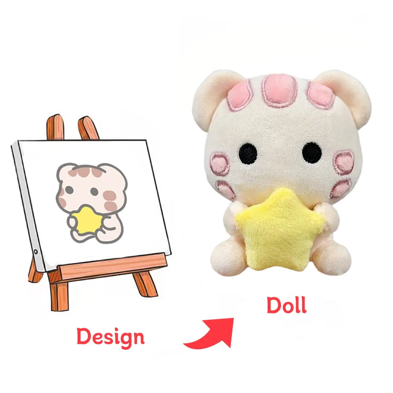 Low Moq ODM OEM Custom Drawing Design Plush Doll Animal Humanoid Doll Plush Keychain Custom