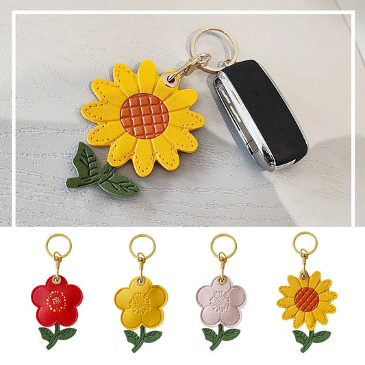 Sunflower Pendant Keyring Access Card Holder Protective Case Gift Set Sunflower Keyring