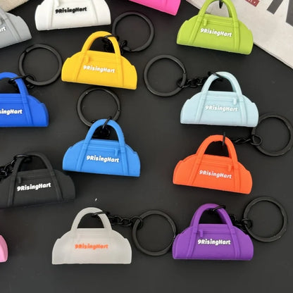 Hot Selling 3D Cartoon Gym Rubber Keychain Creative Anime 3D Yoga Bag Pendant Fitness Cool Key Chain