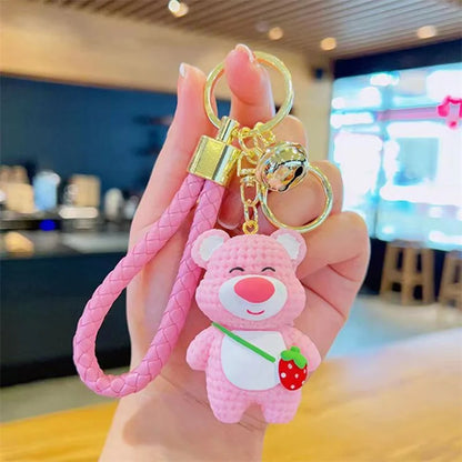 Strawberry Bear Keychain Cute Cartoon Jewelry Pendant Doll Kindergarten Children's Bag Keychain