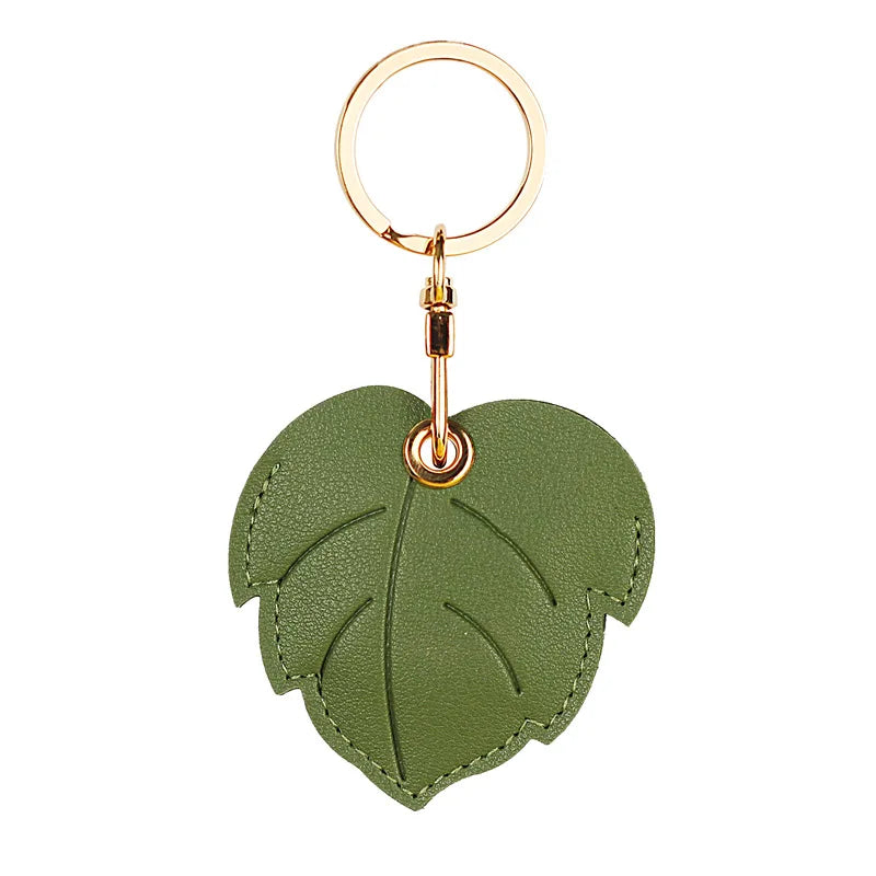 Popular Adorable Fruit Green Leaf Leather Keyring Accessory Case with ID Card Holder