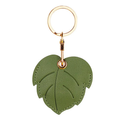 Popular Adorable Fruit Green Leaf Leather Keyring Accessory Case with ID Card Holder