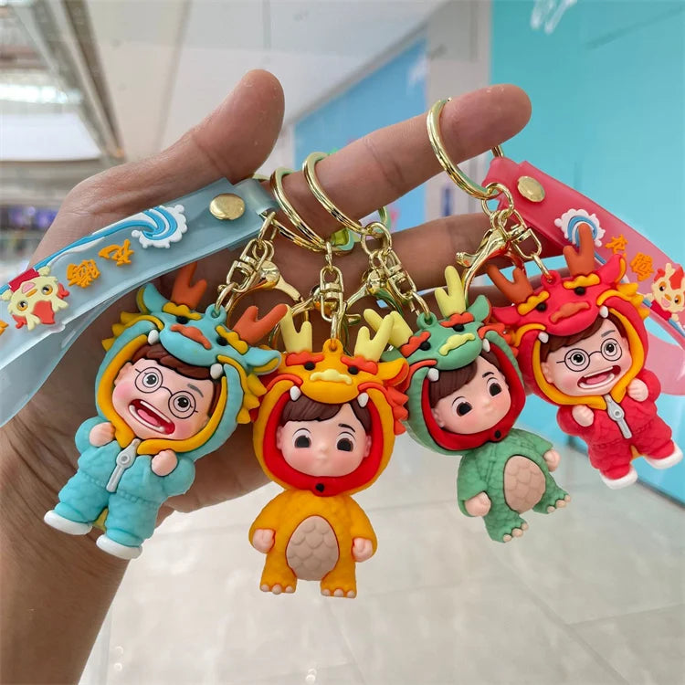2024 Year of the Dragon Little Dragon Doll Keychain Lovely Doll Bag Pendant Car Keychain Small Gift Wholesale