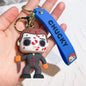 Horror Series 3D Chucky Bride Keychain Cartoon Keyring Soft PVC Silicone Rubber KeyChain Child's Play 2 Chucky Keychain