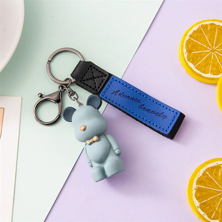 Creative Nordic Bow Tie Bear Keychain Cute Cartoon Resin Car Keychain Bag Pendant Trendy Couple