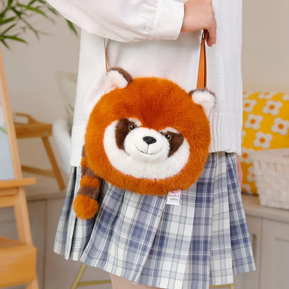 Kawaii Cartoon Animal Shape Plush Panda Raccoon Flower Bag Shoulder Crossbody Women's Bag Gift Bag