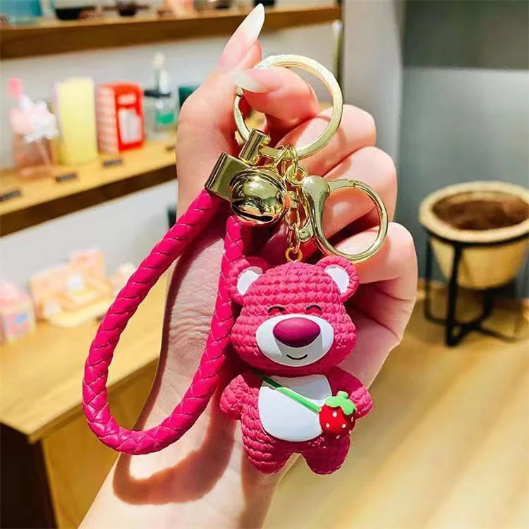 Strawberry Bear Keychain Cute Cartoon Jewelry Pendant Doll Kindergarten Children's Bag Keychain