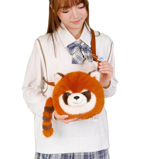 Kawaii Cartoon Animal Shape Plush Panda Raccoon Flower Bag Shoulder Crossbody Women's Bag Gift Bag