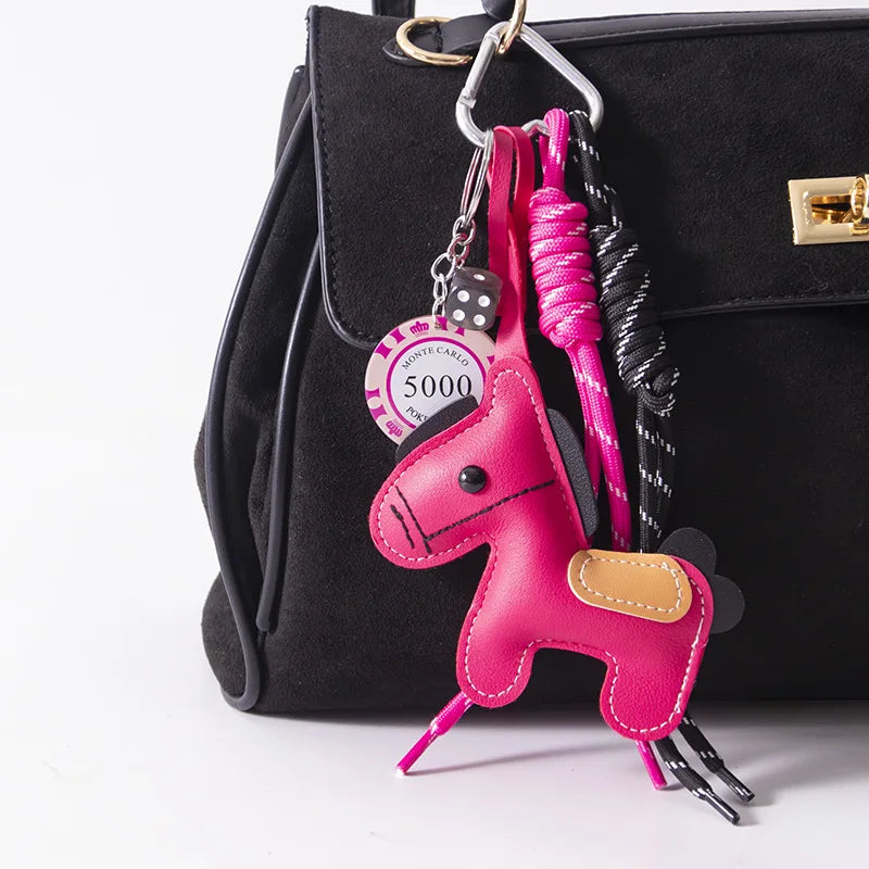 Cute Pony Bag Charm Trendy Phone Case Accessory Car Pu Keychain Wholesale