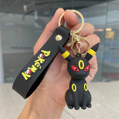 Cross Border Pokemoned Eevee Family Keychain Cartoon Doll School Bag Pendant Car Keychain Pendant Small Gift