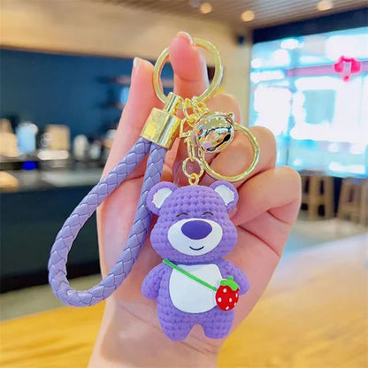Strawberry Bear Keychain Cute Cartoon Jewelry Pendant Doll Kindergarten Children's Bag Keychain