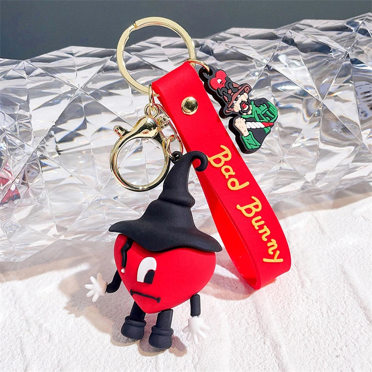 New Arrival PVC Rubber Keychain Creative Cartoon Car Pendant Promotional Rabbit Accessories and Gifts Keychain