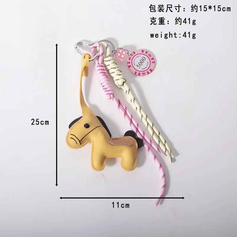 Cute Pony Bag Charm Trendy Phone Case Accessory Car Pu Keychain Wholesale