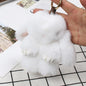 Plush Bunny Women Fur Pom Pom Keychain 14cm Angel Rabbit Key Ring Hare Pompom Plush Dolls Toy Girls Bag Car Key Pendant