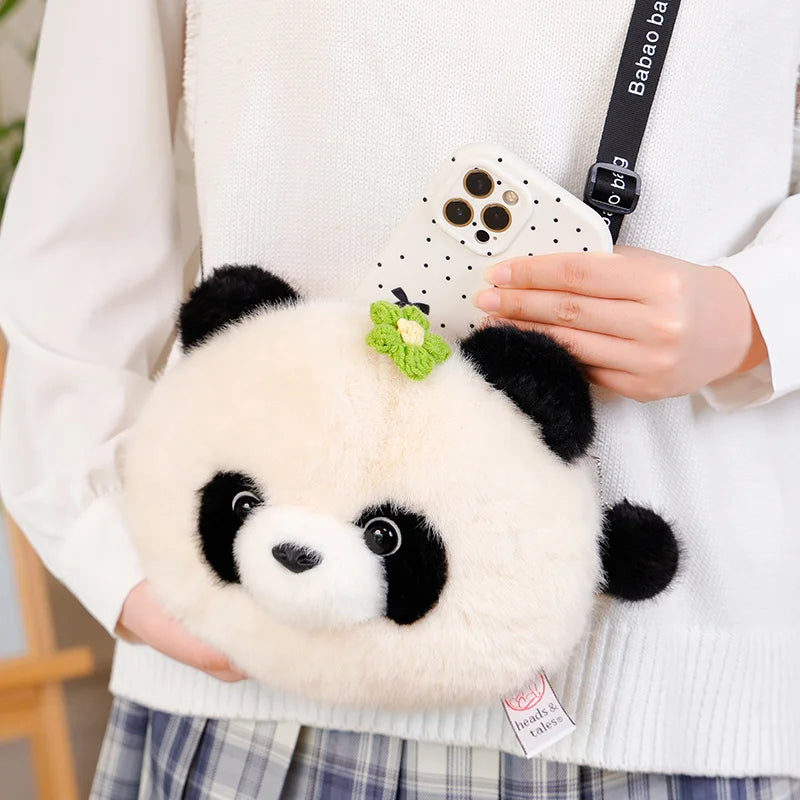 Kawaii Cartoon Animal Shape Plush Panda Raccoon Flower Bag Shoulder Crossbody Women's Bag Gift Bag