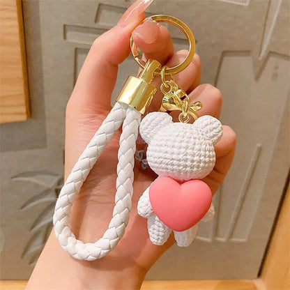 Creative Love Bear Keychain Lovely Runner Same Couple Doll Keychain Hanging Accessories Bag Hanging Accessories