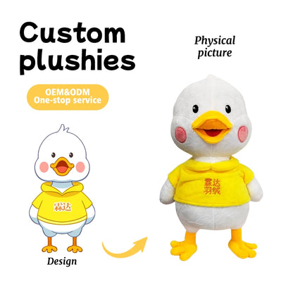 Custom Corporate Gift Cute Little Yellow Duck Plush Toy Logo Printing Available Brand Mascot Customization Mass Production
