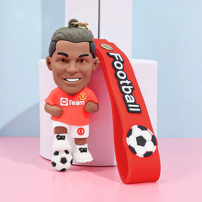 New Arrival Most Popular 3D Cartoon PVC Rubber Keychain Football Team Star Keychains