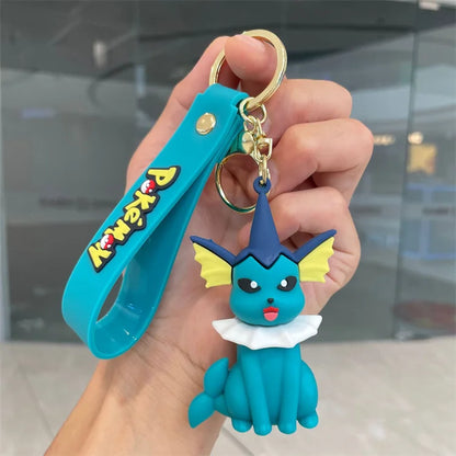 Cross Border Pokemoned Eevee Family Keychain Cartoon Doll School Bag Pendant Car Keychain Pendant Small Gift