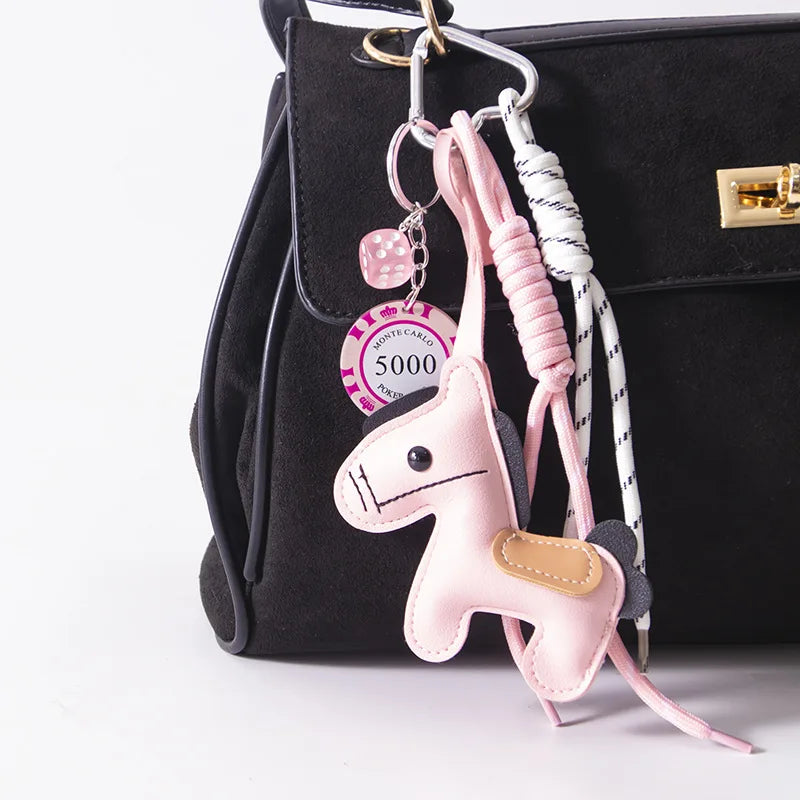 Cute Pony Bag Charm Trendy Phone Case Accessory Car Pu Keychain Wholesale