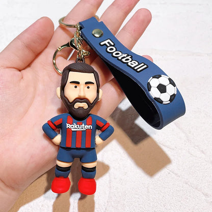 New Arrival Most Popular 3D Cartoon PVC Rubber Keychain Football Team Star Keychains