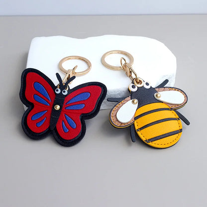 Adorable Insect Leather Pendant Charming Access Card Holder Keyring Creative Gift Pendant Schoolbag Accessory Gift
