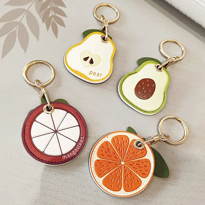 PU Leather Fruit Collection Access Card Holder Creative Keyring Charming Bag Charm Exquisite Design