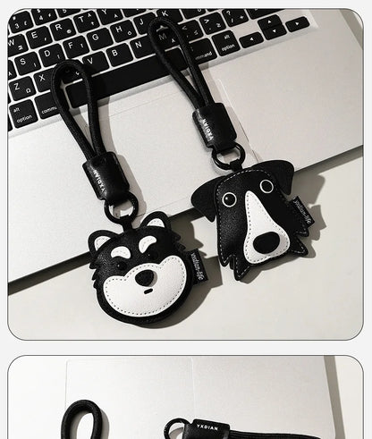High Quality PU Leather Car Keychain for Puppy Cat Schoolbag Pendant Jewelry Metal Iron Hanging Ornament Small Gifts Bulk