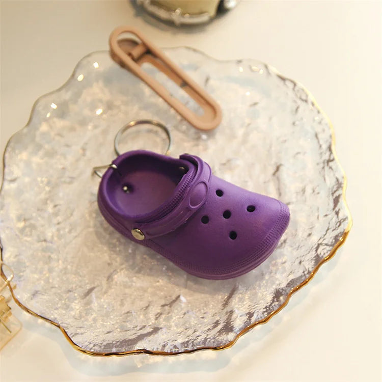 3D Mini EVA Keychain Plastic Foam Beach Hole Sandal Slipper Keychain Decoration Beach Shoe Keychain