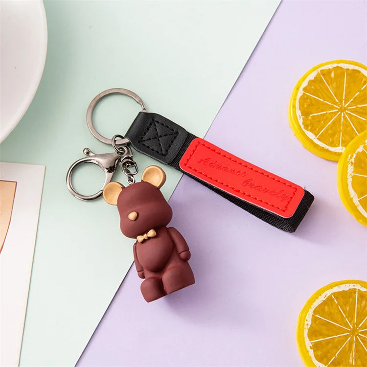 Creative Nordic Bow Tie Bear Keychain Cute Cartoon Resin Car Keychain Bag Pendant Trendy Couple