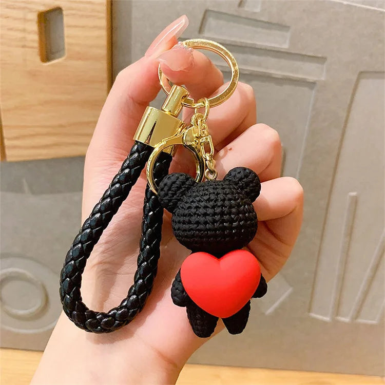 Creative Love Bear Keychain Lovely Runner Same Couple Doll Keychain Hanging Accessories Bag Hanging Accessories